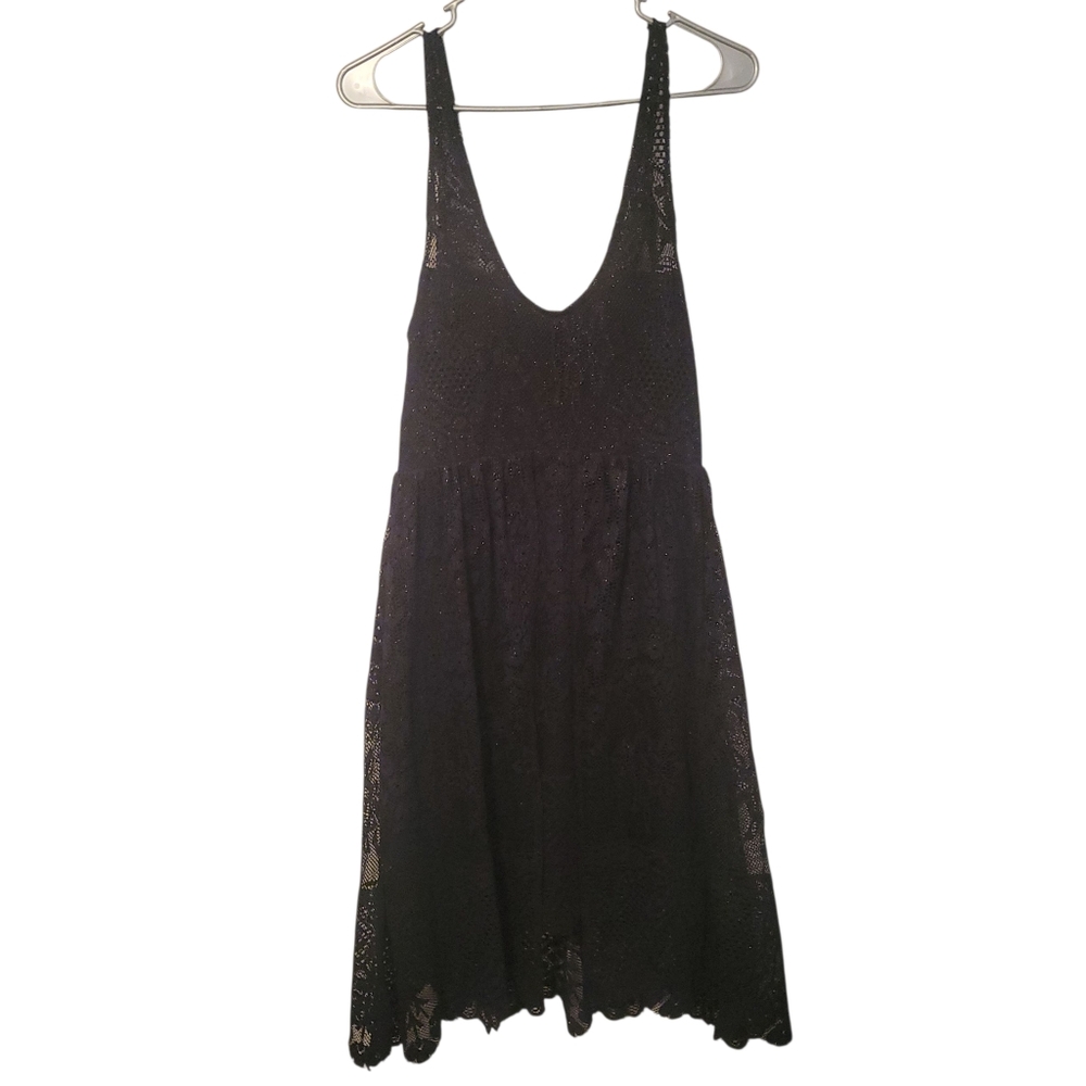 NWT Free People Kristal Salinas Foil Gold Black Lace Festival Dress, Size 6 - Picture 3 of 8